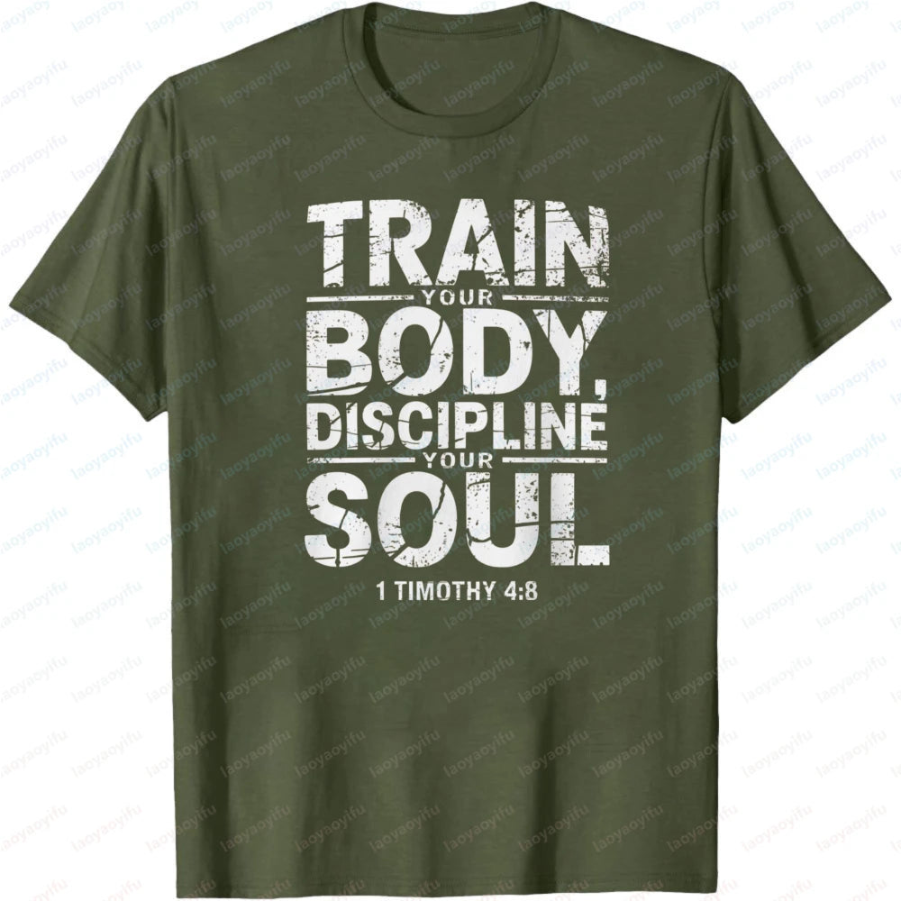 Christian Fitness T-Shirt – Discipline Soul Gym Motivation Tee