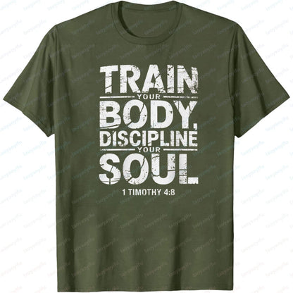 Christian Fitness T-Shirt – Discipline Soul Gym Motivation Tee