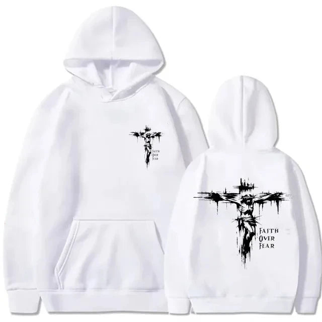 Christian Cross Hoodie – Unisex Faith Message Pullover Sweatshirt