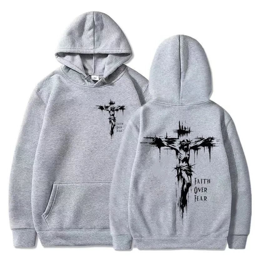Christian Cross Hoodie – Unisex Faith Message Pullover Sweatshirt