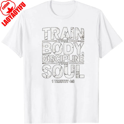 Christian Fitness T-Shirt – Discipline Soul Gym Motivation Tee