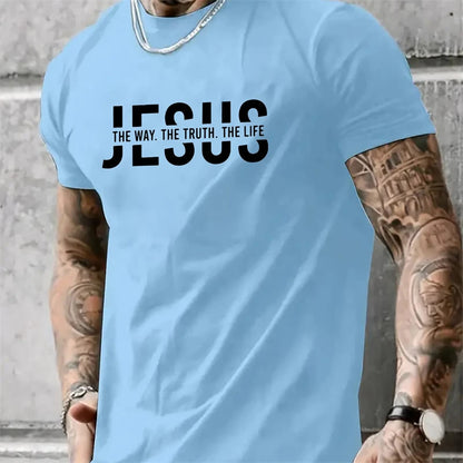 Jesus Letter Print Men’s Oversized T-Shirt