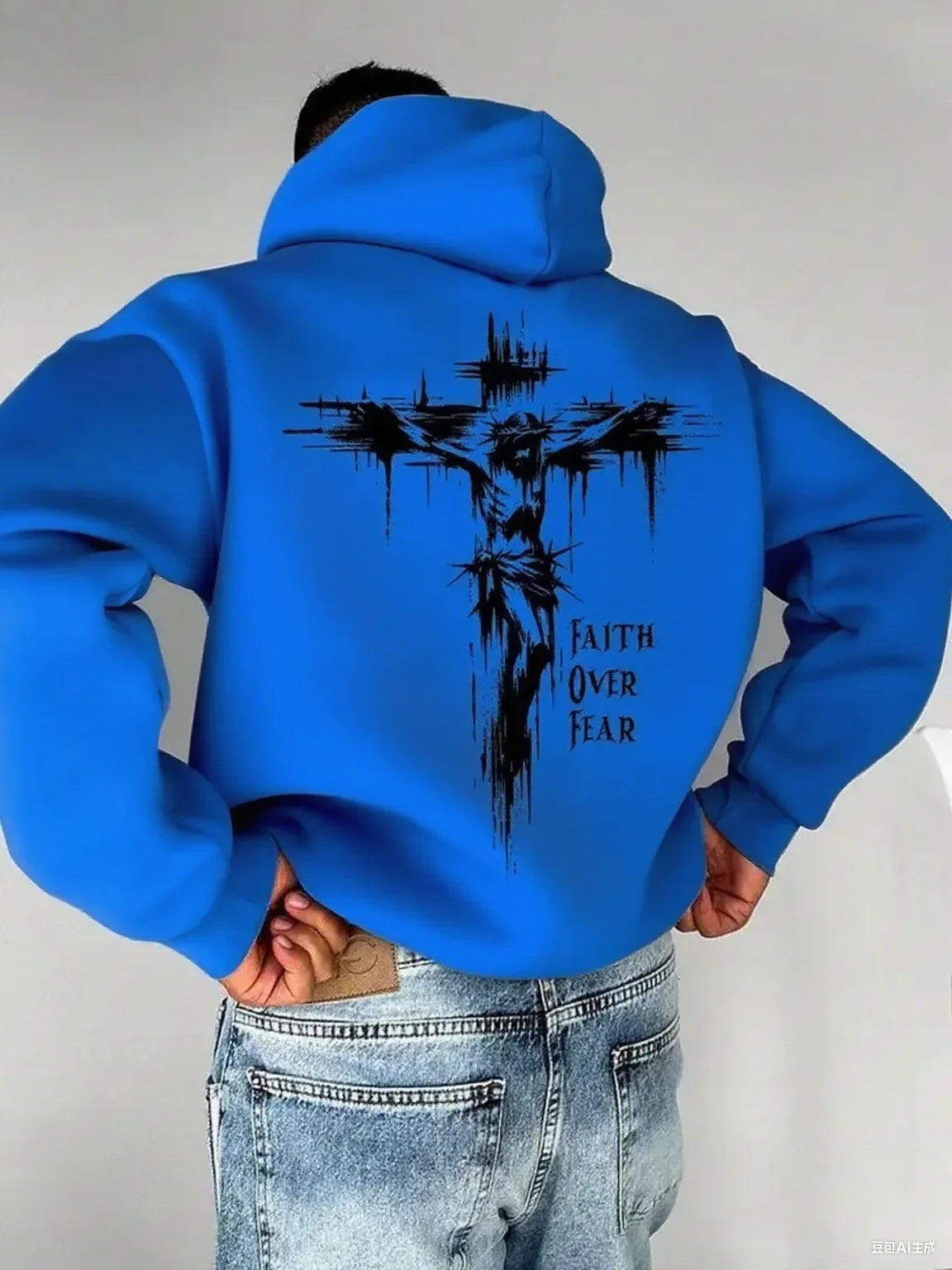 Faith Over Fear Cross Print Hoodie
