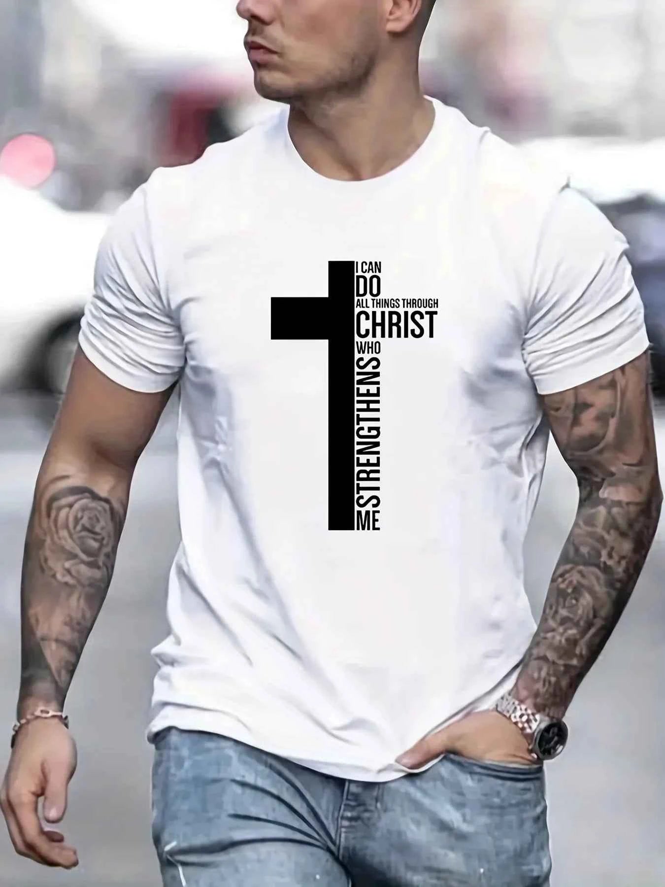 Christian Cross T-Shirt – Men's Oversized Cotton Faith Tee - Tribe of Judah
