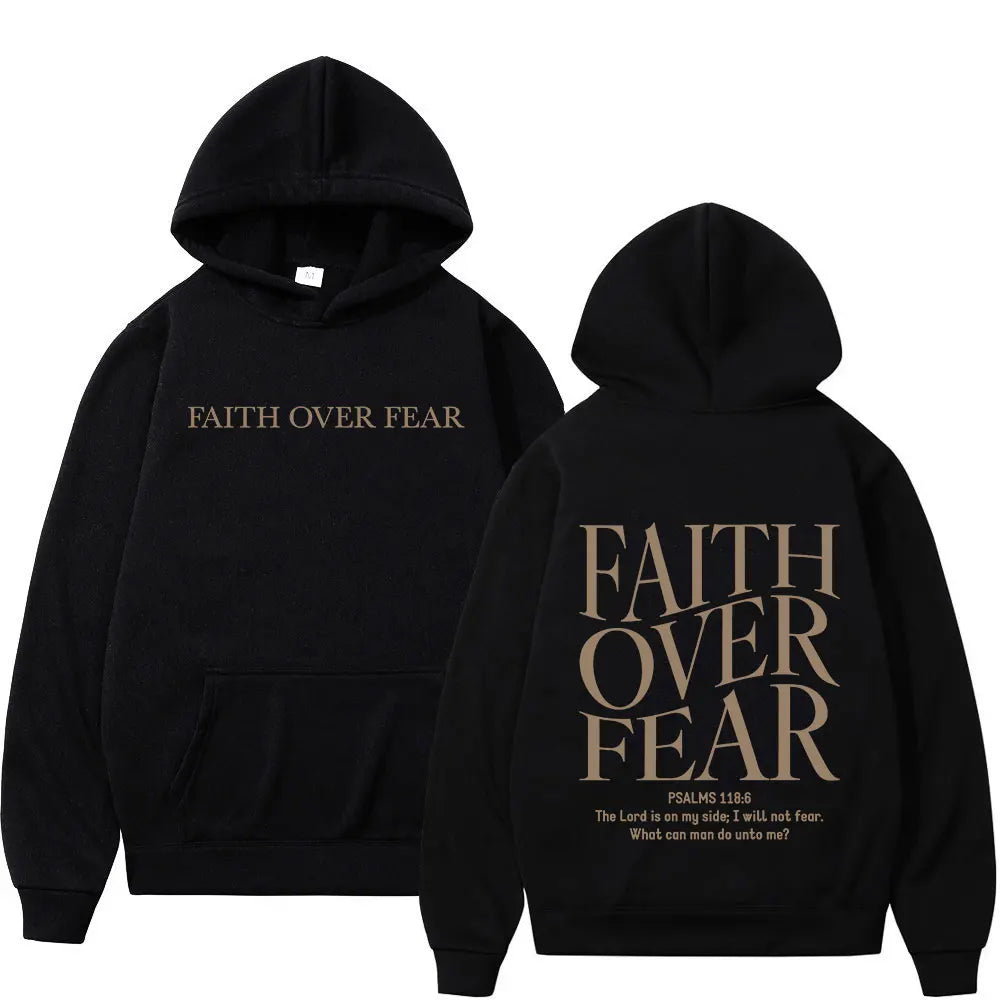 Faith Over Fear Hoodie – Oversized Christian Fleece Streetwear Pullover