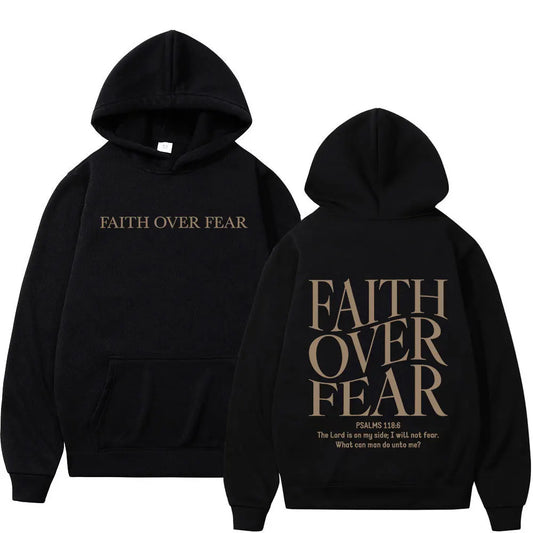 Faith Over Fear Hoodie – Oversized Christian Fleece Streetwear Pullover