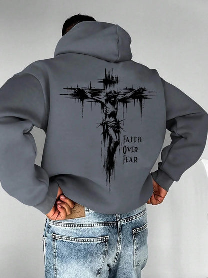 Faith Over Fear Cross Print Hoodie