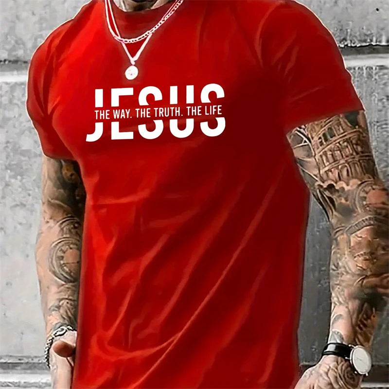 Jesus Letter Print Men’s Oversized T-Shirt
