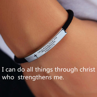 “Christian Cross Scripture Bracelet