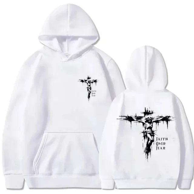 Christian Cross Hoodie – Unisex Faith Message Pullover Sweatshirt