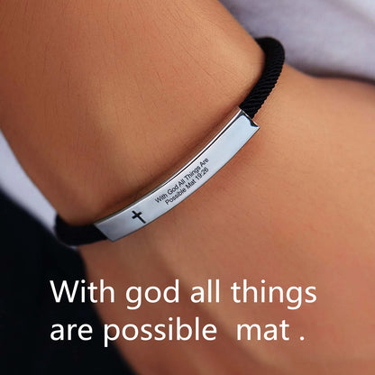 “Christian Cross Scripture Bracelet