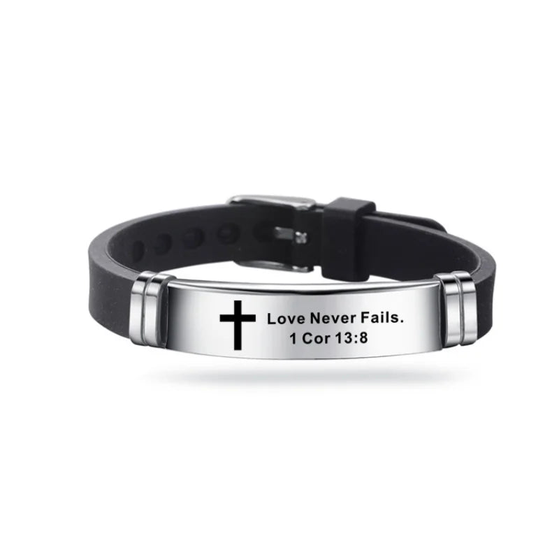 Christian Cross Scripture Bracelet for Men