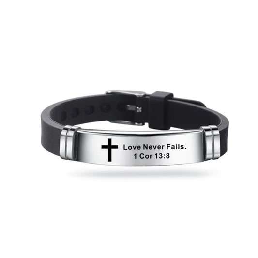 Christian Cross Scripture Bracelet for Men