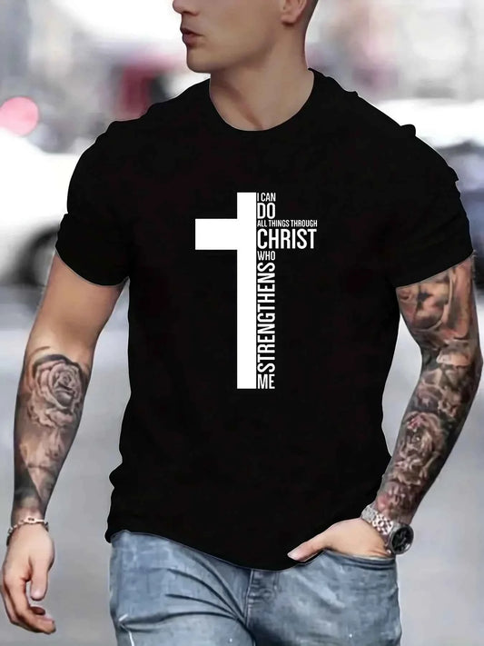 Christian Cross T-Shirt – Men's Oversized Cotton Faith Tee - Tribe of Judah