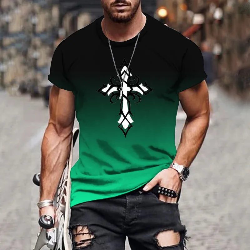 Men’s 3D Gradient Print T-Shirt