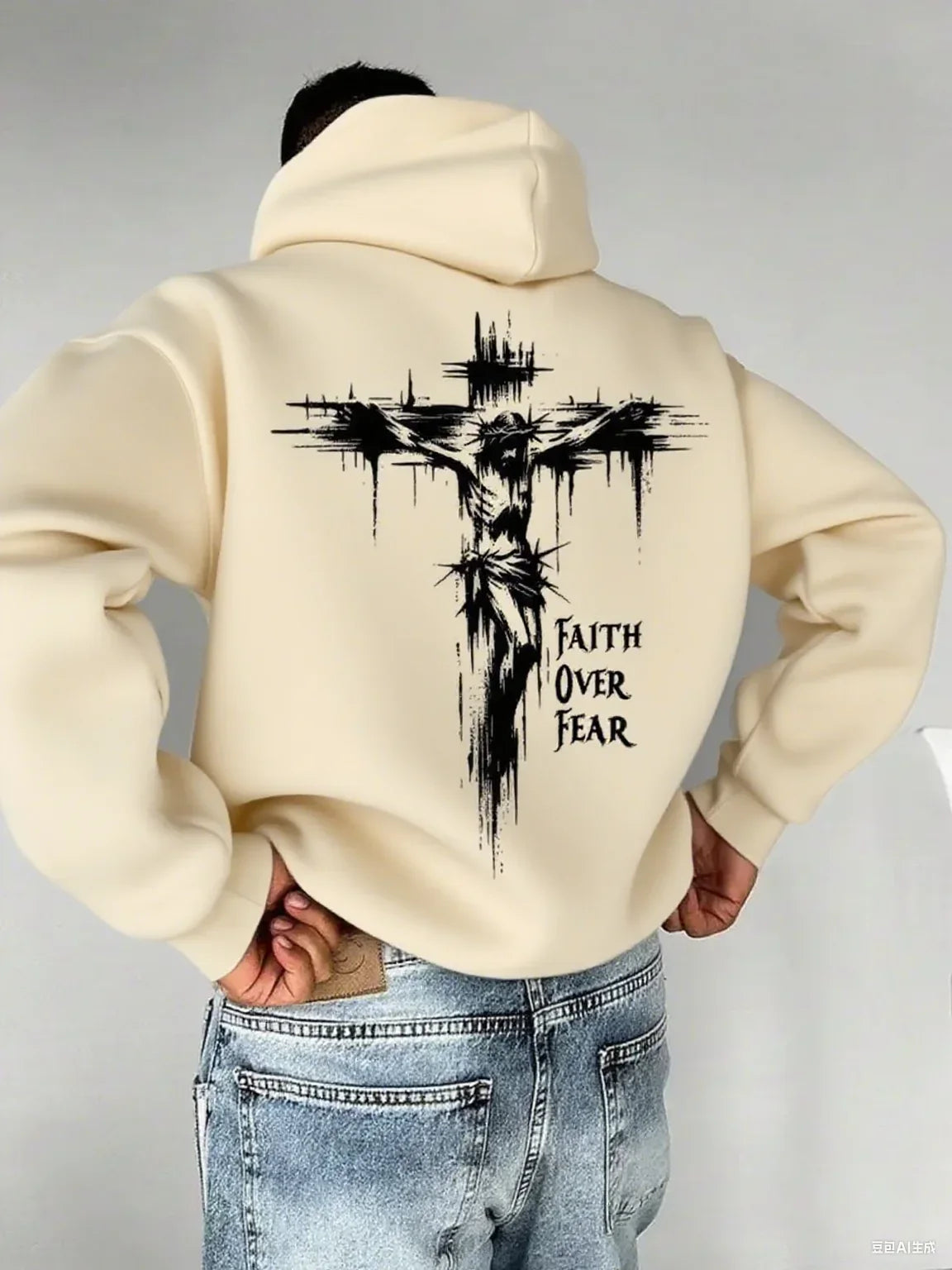 Faith Over Fear Cross Print Hoodie