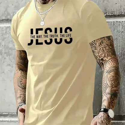 Jesus Letter Print Men’s Oversized T-Shirt