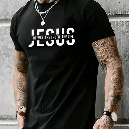 Jesus Letter Print Men’s Oversized T-Shirt