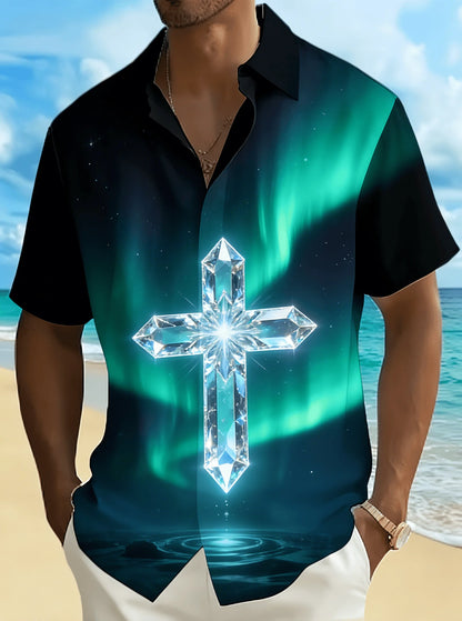 Gradient Cross T-Shirt – Men’s Loose Fit Christian Streetwear Tee