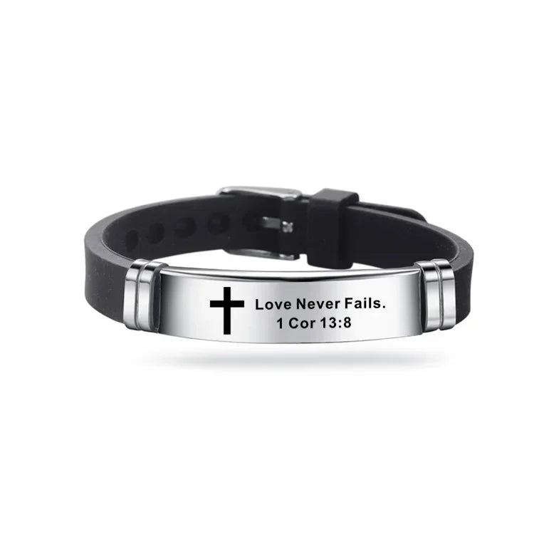 Christian Cross Scripture Bracelet for Men