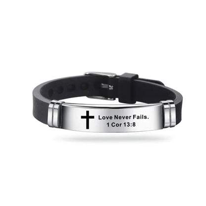 Christian Cross Scripture Bracelet for Men