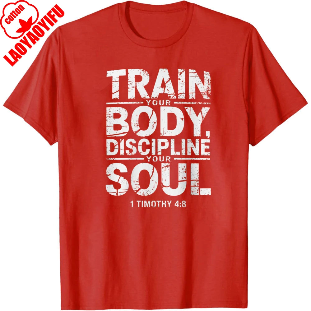Christian Fitness T-Shirt – Discipline Soul Gym Motivation Tee