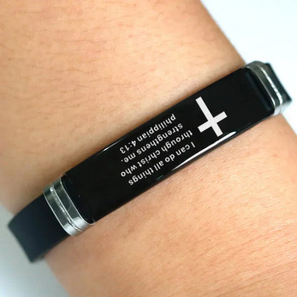Christian Cross Scripture Bracelet for Men