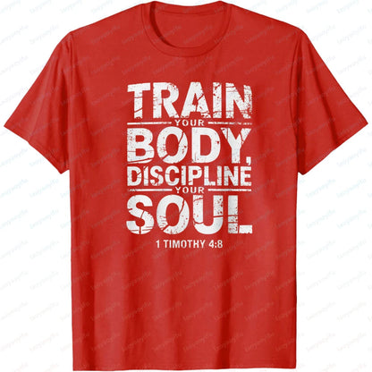 Christian Fitness T-Shirt – Discipline Soul Gym Motivation Tee